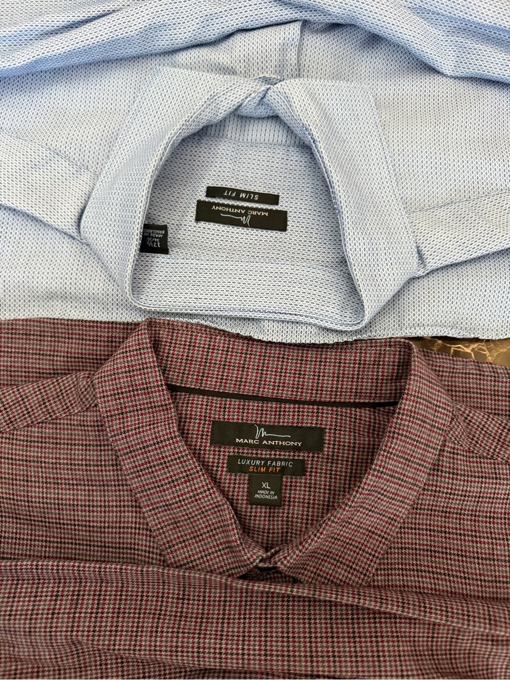 Marc Anthony Slim Fit Men's Red Check Shirt 2 pcs